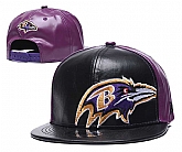 Ravens Team Logo Black Purple Leather Adjustable Hat GS,baseball caps,new era cap wholesale,wholesale hats
